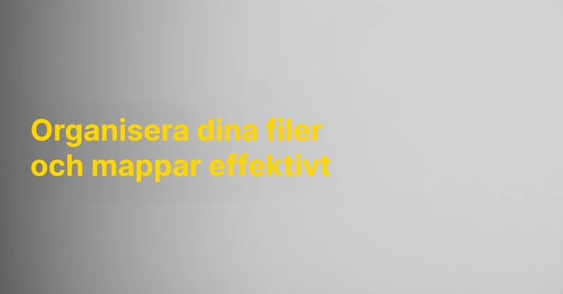 Organisera dina filer och mappar effektivt