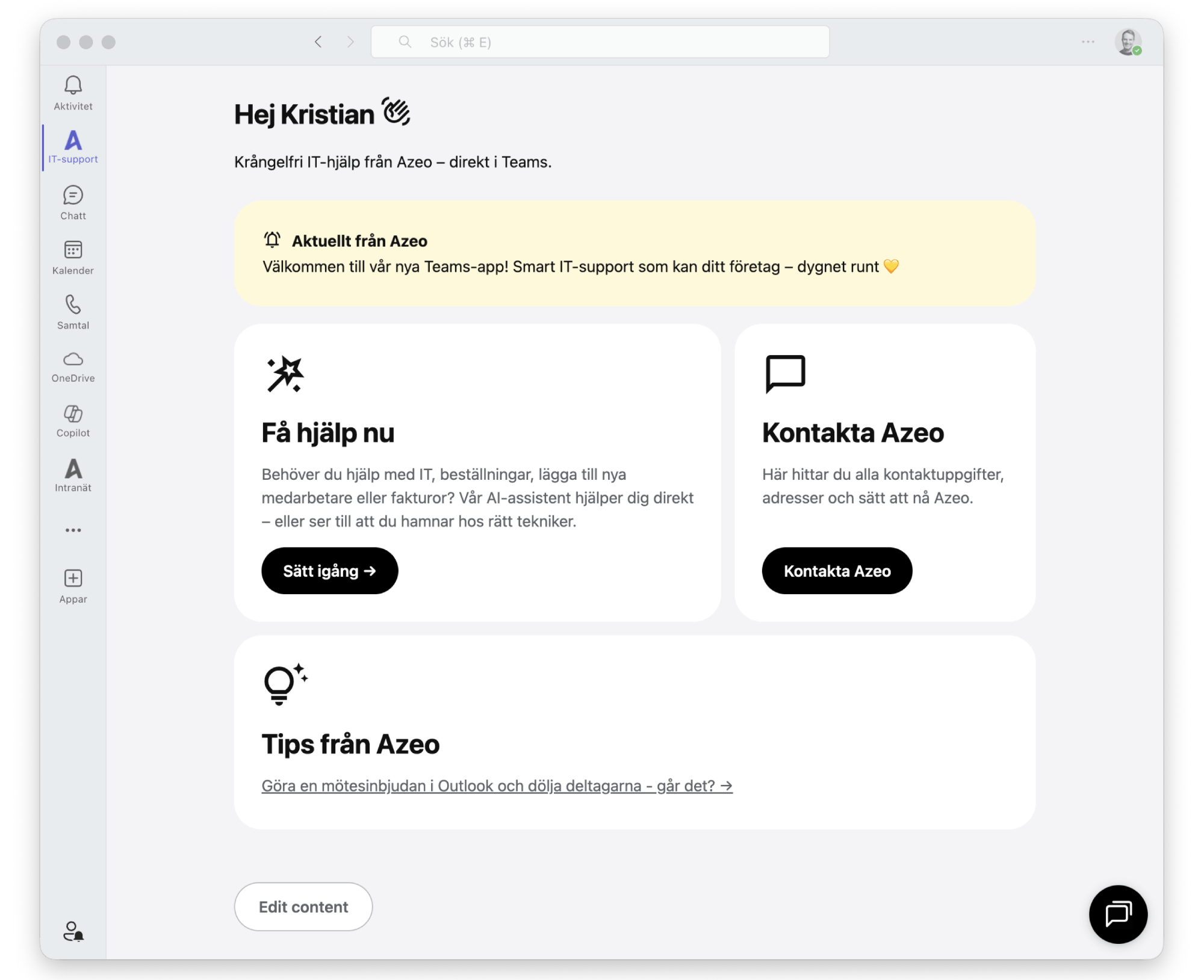 Azeo Teams skrivbords-app Azeo Teams skrivbords-app