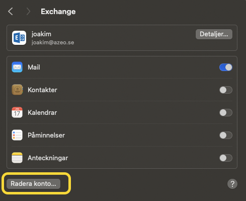microsoft exchange inställningar